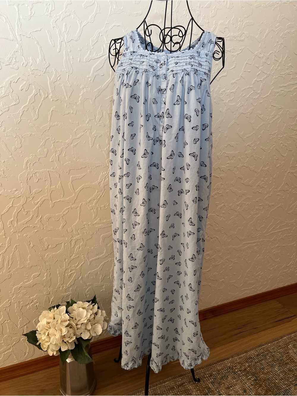 Adonna Light Blue Butterfly Print Cotton Nightgown